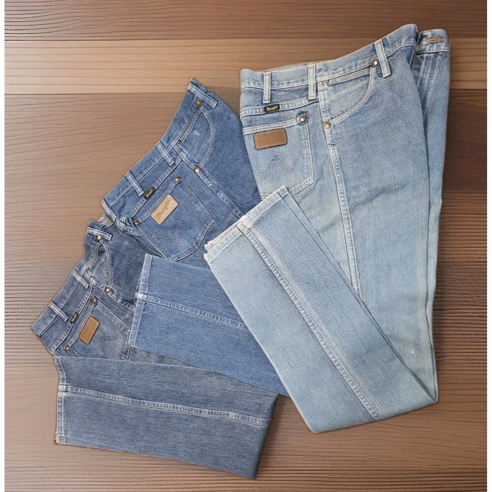 Lot of 3 Vintage Wrangler 936 Cowboy Cut Slim Fit Jeans 31x34 Blue Denim Bundle - Picture 1 of 16